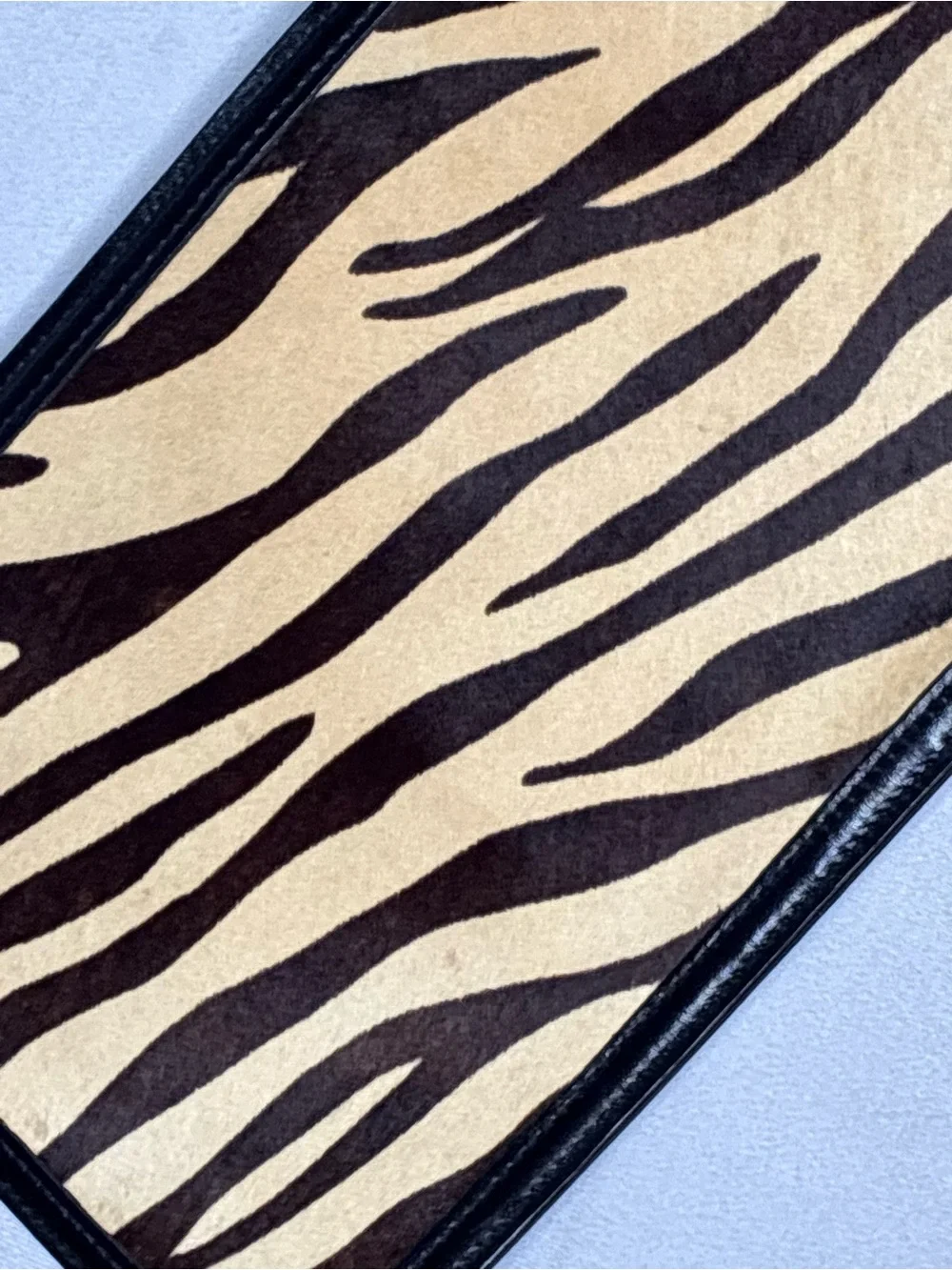 Vintage Anne Klein for Calderon Zebra-Print Leather Wristlet Clutch Bag